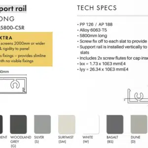 CTS - CENTRE SUPPORT RAIL - 1000MM - BS - Image 2