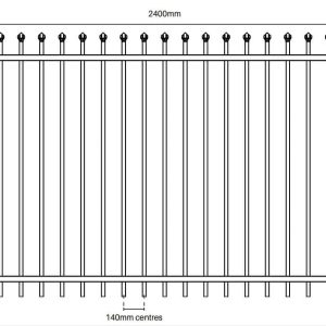 Security Fencing - Panel 1800H x 2400W - Steel Spear Top Fence Black - Image 2