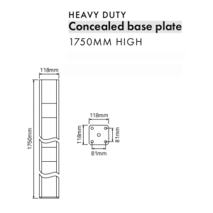 FULL PRIVACY - Concealed HD Base Plate- 1750H x 118 x 118 - Image 2