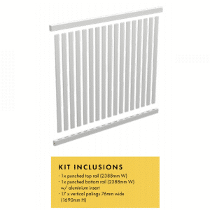 VERTICAL PICKET KIT: Fence Panel - 2338W x 1800H | MidRail | Paling Toppers - Image 3